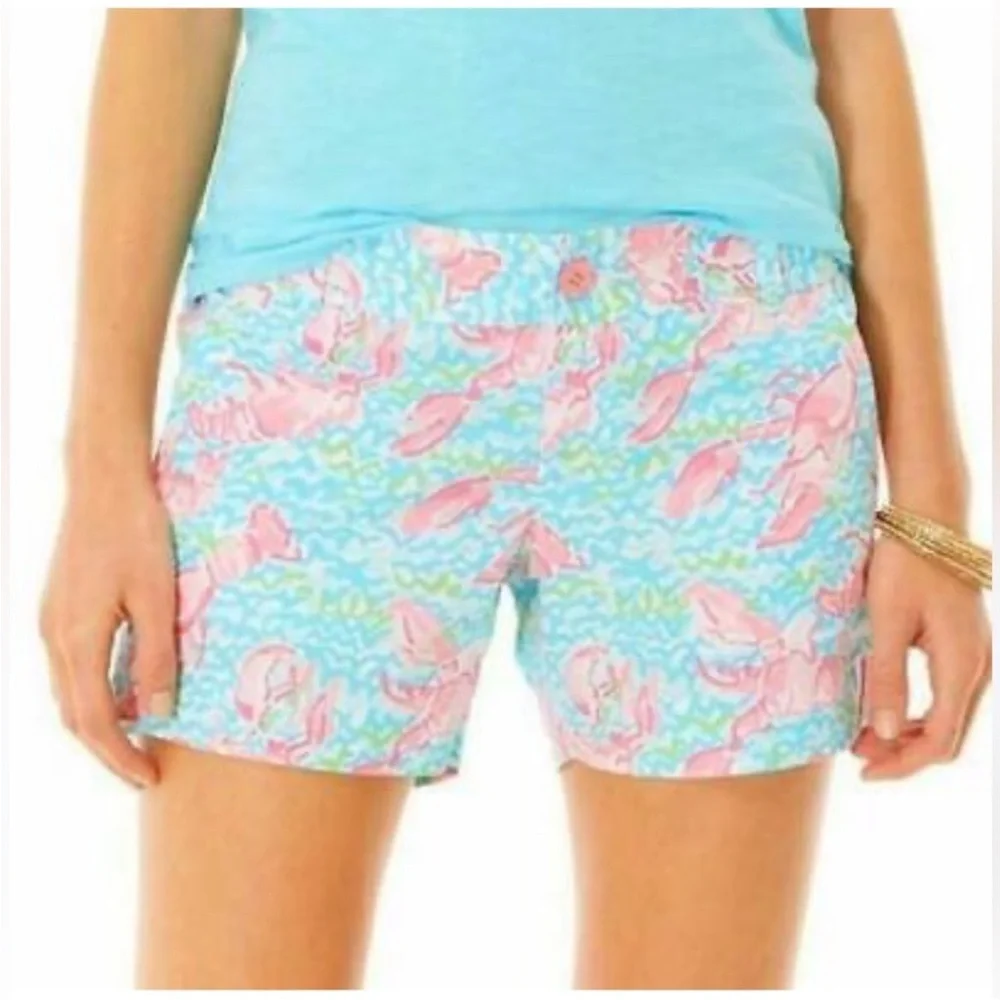 Lilly Pulitzer Preppy Callahan Short Lobster Print Size 0.
